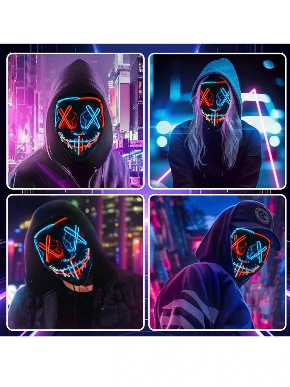 LED Light-Up Halloween Mask - Red & Blue
